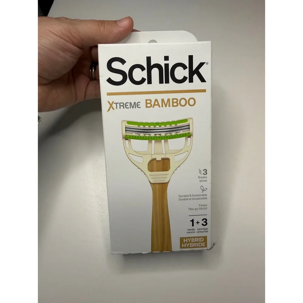 Schick Xtreme Bamboo Hybrid Razor 1 Handle 3 Cartridges Eco Friendly 3 Blade